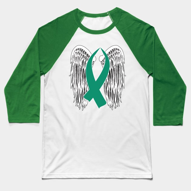 Winged Awareness Ribbon (Teal) Baseball T-Shirt by BlakCircleGirl